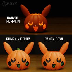 Pikachu_pumpkin.png 3D file Pumpkin Pikachu Candy Bowl Basket Halloween・3D printer design to download