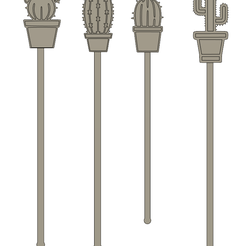 touillette cactus 1 v1.png Archivo STL Cocteleras / Agitadores de Cactus x4・Modelo para descargar y imprimir en 3D