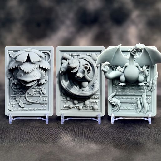 Charizard, Blastoise and Venusaur, "Big Three" 1st Edition 3D Pokemon  Printable Cards STL File for 3D printingCults