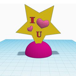 Star-I-love-you.jpg file Star Trophy I love you and hearts・3D print design to download, Allexxe
