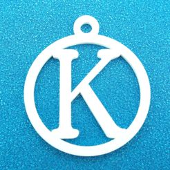 KInitialRoundGiftTag3DPrintPhoto1.jpg Archivo STL K - Etiqueta de regalo redonda con inicial・Diseño de impresión en 3D para descargar