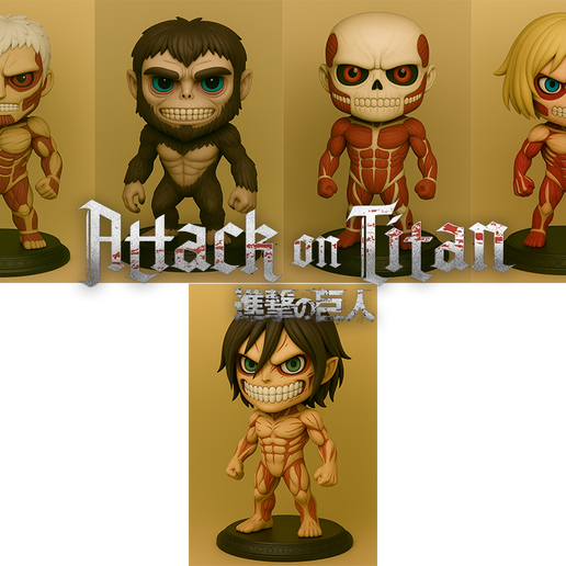 Qposket Mega Pack - 5 Attack on Titans Titans 3D model