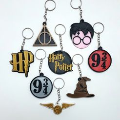 Set-HP-1.jpg Archivo STL Set de llaveros Harry Potter para 1 o 2 colores・Objeto imprimible en 3D para descargar