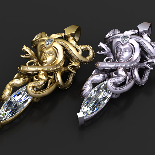 Medusa Snake Diamond Pendant
