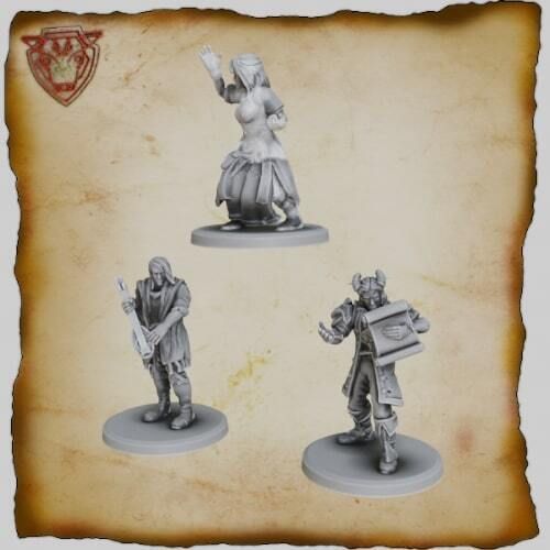Fantasy Entertainers Miniature Set STL - Tavern Performers & Bards  Minstrel, Dancer & Horned Town Crier STL Bundle - 28mm RPG Miniatures