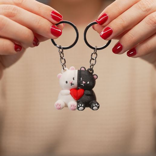 Teddy Bear Couple Keychain - Magnetic Love Connection 🐻 ️🐻・ 3D File for ...
