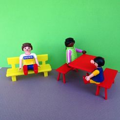 DSC06583.JPG Download free file Playmobil Bench and Camping Table • 3D printer template, LaWouattebete