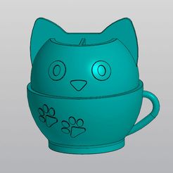 1.jpg 3D file Cat in a cup Organizer・3D printing model to download