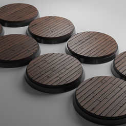 ovw.png STL file 8x 50mm base with wooden planks v3 (+toppers)・3D printing idea to download