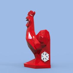 rooster stl.jpg STL file Red rooster Christmas. Low poly・3D printable design to download, 3dpark
