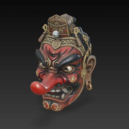 Ornamental Tengu Mask (Japanese Yokai) - Wall Art Sculpture / Decorative Mask
