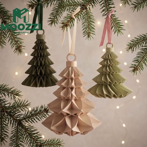 3 Origami Christmas Tree Ornament STL 3D Print 0081