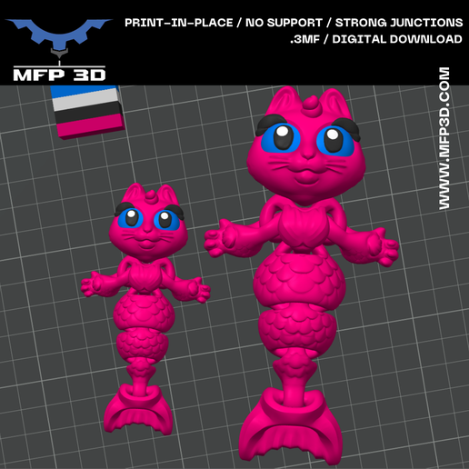 5.png ARTICULATED UNICAT MERMAID MFP3D -NO SUPPORT - PRINT IN PLACE - SENSORY TOY-FIDGET