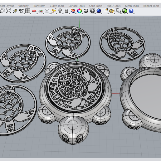 🐢 Sea Turtle Coaster Set with Holder | Ocean-Themed 3D Printable Drink ...