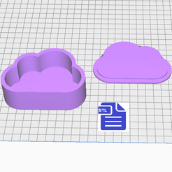 STL00397-3.png Descargar archivo Molde de bomba de baño de 2 piezas con forma de nube • Objeto para impresora 3D, CraftsAndGlitterShop