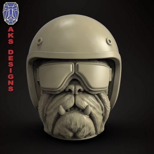 Bulldog biker version 2 flowerpot cum pencil box 3D model