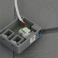 20160820-10.17.24.JPG Surface-mount wall box for one keystone ethernet jack and one pair of PowerPoles, with side-mounting captive nuts
