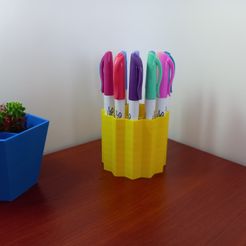 3.jpg Fichier 3D Zigzag Rows Pen&Sharpie Holder Stl File, pour 12 Sharpies・Modèle imprimable en 3D à télécharger