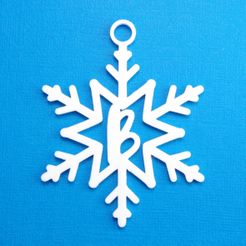BSnowflakeInitialGiftTag3DPhoto.jpg Letter B - Snowflake Initial Gift Tag Ornament