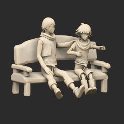 BrothersBench.jpg Free STL file Brothers on Bench: A Tale of Two Sons・3D printable model to download