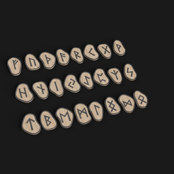 runes.png Бесплатный 3MF файл Жетоны с рунами и алфавитом викингов・Объект для скачивания и 3D печати