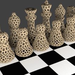 Chess_Set_-_Voronoi_display_large.jpg Fichier STL gratuit Jeu d'échecs - Voronoi Style・Plan à télécharger et à imprimer en 3D