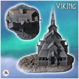 4.jpg Large Scandinavian stave church with bell tower and gable roof (Borgund stavkyrkje inspired) (15) - North Northern Norse Nordic Saga 28mm 15mm Medieval Dark Age