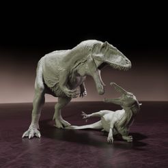 Charcharadontosaurus_attack_5.jpg STL-Datei Carcharadontosaurus greift jugendlichen Spinosaurus an - vorgestützter Dinosaurier・Design für 3D-Drucker zum herunterladen