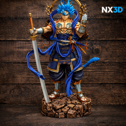 Blue Haired Samurai Warrior STL