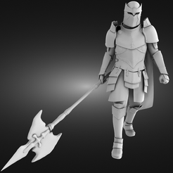 Knight-with-halberd-render.png Fichier STL Chevalier avec hallebarde・Plan imprimable en 3D à télécharger