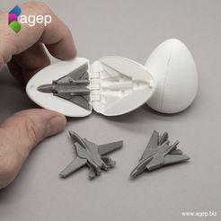 jet_fighter_instagram_01.jpg Descargar archivo STL gratis Huevo de sorpresa #6 - Tiny Jet Fighter • Plan de la impresora 3D, agepbiz