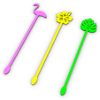imagen2.png Stirrers / Stirrers Hawaiian flower, flamingo and leaf design identifiers