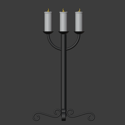 Candelabra-01.png Free 3D file Wrought Iron Candelabra - Three - Straight ( 28mm )・3D printable model to download, LordInvoker