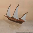 xebec-Ship-Model-3D-Printed-and-Painted-Back.jpg Xebec Sailing Airship Gaming Miniature Flying Ship Compatible with DnD Spelljammer