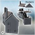 3.jpg Set of two damaged buildings with visible interiors, double chimneys, balcony, and exterior parapet (39) - Modern WW2 WW1 World War Diaroma Wargaming RPG Mini Hobby