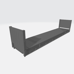 40'-FR-w-ends-1.png STL file 1:148 N Scale 40 Foot Flat-Rack Container with End Boards・3D printing template to download