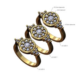 Round-cluster-diamond-ring-size6-7-8-00.jpg Файл STL Круглое 4 мм кольцо с бриллиантом US размеры 6 7 8 3D печать модели・Идея 3D-печати для скачивания, RachidSW
