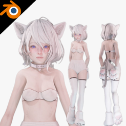 white-2-1200x1200.png Cat Girl - Realistic Female Character - Blender Eevee