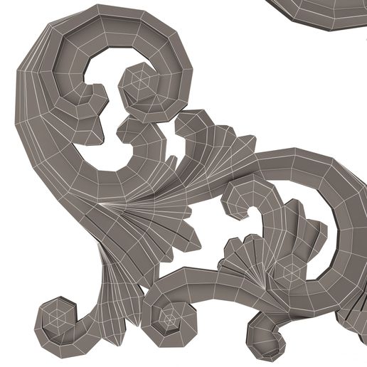 Wireframe-Low-corner-05-4.jpg 3D file Corner Carved Plaster Molding Decoration 05・Model to download and 3D print, Caspian3DWorld