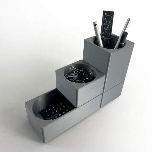 ️ Desk Accessories Set - Pencil Cup and Modular Stacking Organizers ...