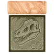 z1.png Rouleau de Texture Fossile Crâne de Dinosaure Fichier STL - Rouleau Préhistorique pour l'Argile, la Poterie, le Fondant et l'Artisanat