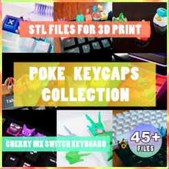 poke_collection_keycaps.jpg Poke STL Keycaps Collection - 45 STL Files - 3d print - (Update February 2024), Anime keycap, poke keycap, Cherry mx, Mechanical keyboard