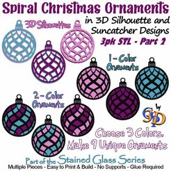 Sprial-Xmas-Ornaments-IMG.jpg Adornos de Navidad en espiral en archivos STL de silueta y multicolor