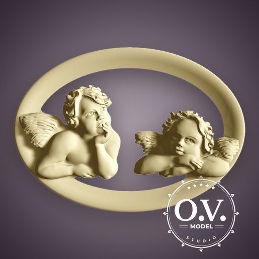 🖼️ Angels STL Model Cherub Design Oval Frame Wall Decor ArtCAM Files ...