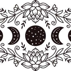 MoonPhases4.jpg STL file Moon Phases with Lotus Flower SVG / STL / eps/ dxf / Wall Art / Wall decor・3D printer model to download