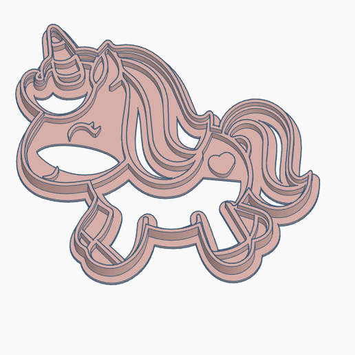 Simple Unicorn Cookie Cutter - 3D model önizlemesi