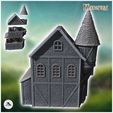 3.jpg Medieval house with round corner tower and thatched roof (32) - Medieval Middle Earth Age 28mm 15mm RPG Shire