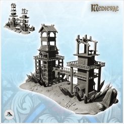 1.jpg STL file Fortified outpost with two wooden towers and footbridge (2) - DnD Wargaming Medieval War of the Rose Saga・3D print object to download