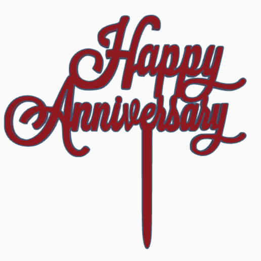 Cake topper - Happy Aniversary 3D model