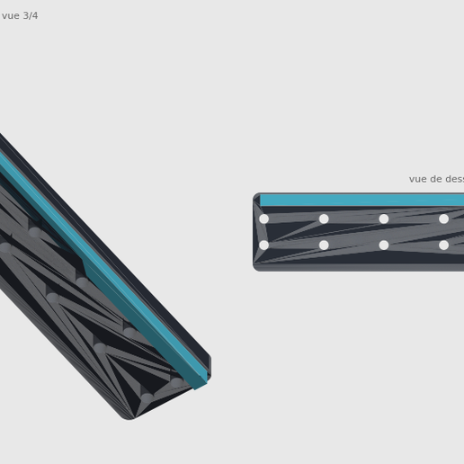 Shelf pin drilling jig, 32 mm system, 2 rows of 7 guides of 5.2 mm, edge stop
